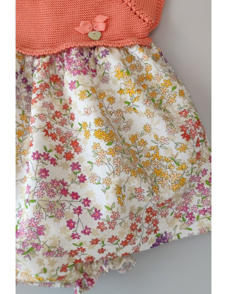 VESTIDO CON BRAGUITA "SWEET OLIVE" DE PANGASA BABY, CORAL. VERANO 22.