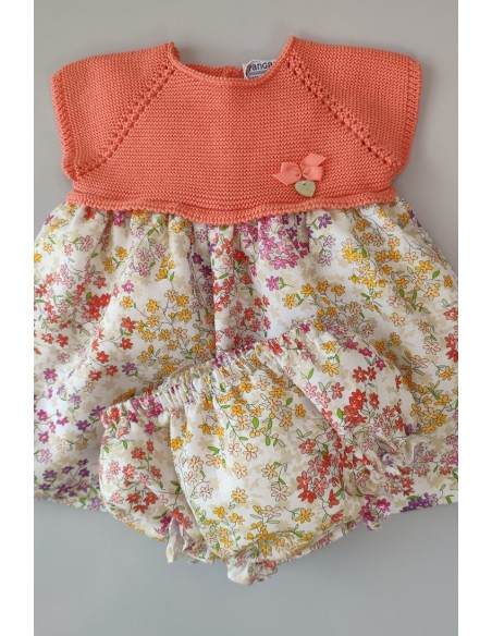 VESTIDO CON BRAGUITA "SWEET OLIVE" DE PANGASA BABY, CORAL. VERANO 22.