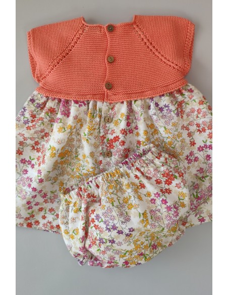 VESTIDO CON BRAGUITA "SWEET OLIVE" DE PANGASA BABY, CORAL. VERANO 22.
