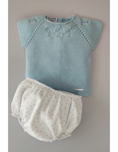 CONJUNTO NIÑO "BLU HEART" DE PANGASA BABY,VERDE AGUA. VERANO 22.