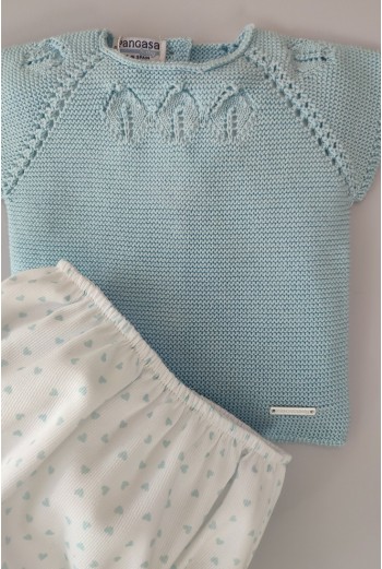 CONJUNTO NIÑO "BLU HEART" DE PANGASA BABY,VERDE AGUA. VERANO 22. 2