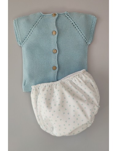 CONJUNTO NIÑO "BLU HEART" DE PANGASA BABY,VERDE AGUA. VERANO 22.