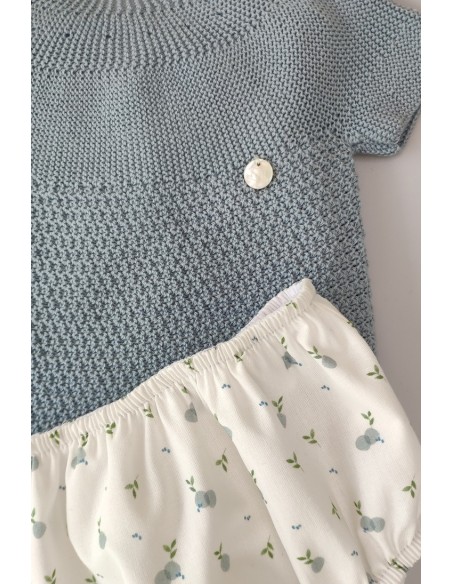 CONJUNTO NIÑO "BERRY" DE PANGASA BABY, CELESTE EMPOLVADO. VERANO 22.