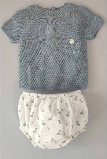 CONJUNTO NIÑO "BERRY" DE PANGASA BABY, CELESTE EMPOLVADO. VERANO 22. 2