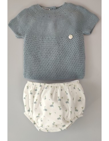 CONJUNTO NIÑO "BERRY" DE PANGASA BABY, CELESTE EMPOLVADO. VERANO 22.