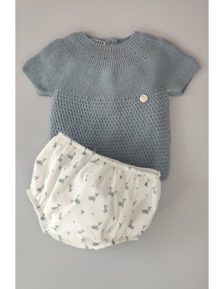 CONJUNTO NIÑO "BERRY" DE PANGASA BABY, CELESTE EMPOLVADO. VERANO 22.
