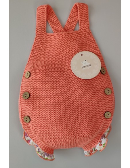 CONJUNTO PETO NIÑA "SWEET OLIVE" DE PANGASA BABY, CORAL. VERANO 22.