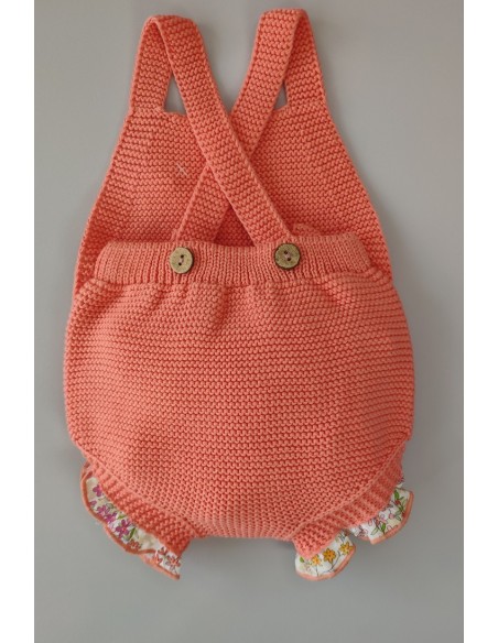CONJUNTO PETO NIÑA "SWEET OLIVE" DE PANGASA BABY, CORAL. VERANO 22.