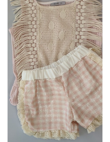 SHORT NIÑA ROSA LENTEJUELAS, BOHOCHIC. VERANO 22.