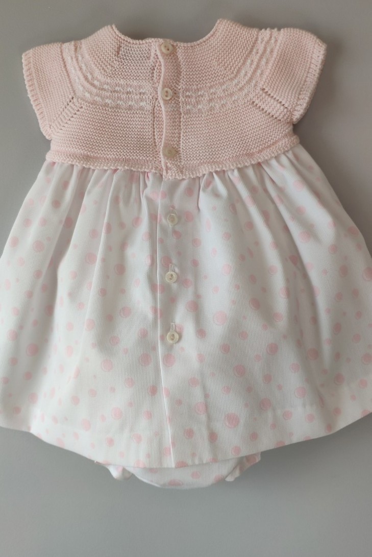 VESTIDO CON BRAGUITA "POMPAS" DE PANGASA BABY, ROSA BEBÉ. VERANO 22.