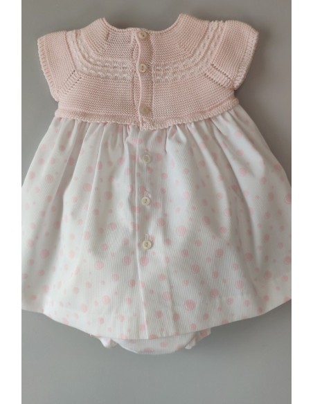VESTIDO CON BRAGUITA "POMPAS" DE PANGASA BABY, ROSA BEBÉ. VERANO 22.