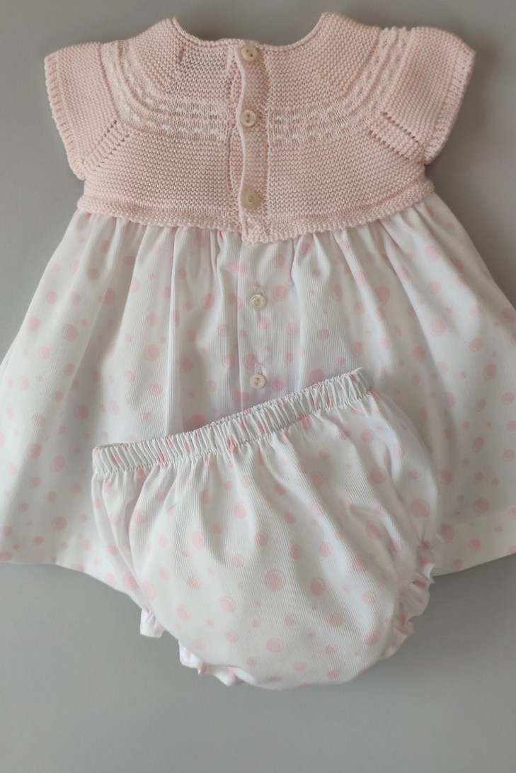 VESTIDO CON BRAGUITA "POMPAS" DE PANGASA BABY, ROSA BEBÉ. VERANO 22.