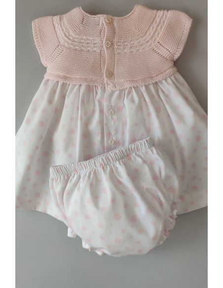 VESTIDO CON BRAGUITA "POMPAS" DE PANGASA BABY, ROSA BEBÉ. VERANO 22.