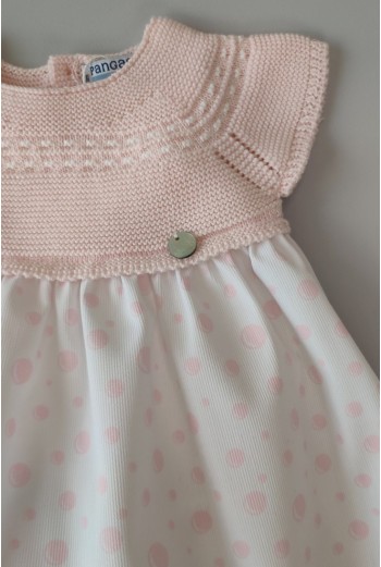 VESTIDO CON BRAGUITA "POMPAS" DE PANGASA BABY, ROSA BEBÉ. VERANO 22. 2
