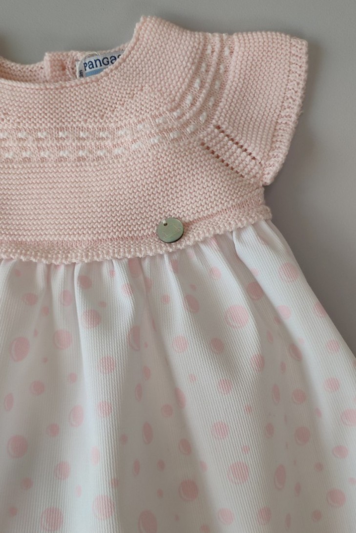 VESTIDO CON BRAGUITA "POMPAS" DE PANGASA BABY, ROSA BEBÉ. VERANO 22.