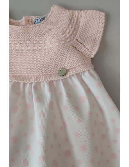 VESTIDO CON BRAGUITA "POMPAS" DE PANGASA BABY, ROSA BEBÉ. VERANO 22.