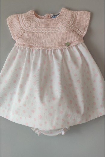 VESTIDO CON BRAGUITA "POMPAS" DE PANGASA BABY, ROSA BEBÉ. VERANO 22.