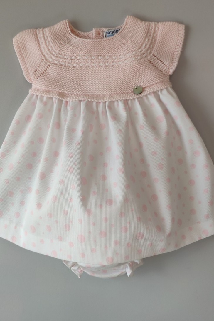 VESTIDO CON BRAGUITA "POMPAS" DE PANGASA BABY, ROSA BEBÉ. VERANO 22.