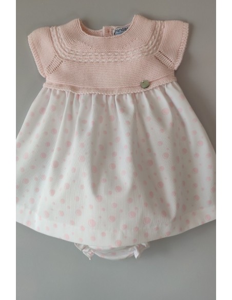 VESTIDO CON BRAGUITA "POMPAS" DE PANGASA BABY, ROSA BEBÉ. VERANO 22.