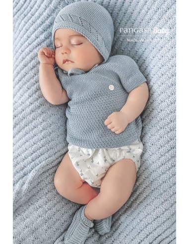 CONJUNTO NIÑO "BERRY" DE PANGASA BABY, CELESTE EMPOLVADO. VERANO 22.