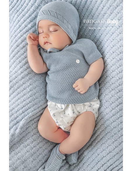 CONJUNTO NIÑO "BERRY" DE PANGASA BABY, CELESTE EMPOLVADO. VERANO 22.