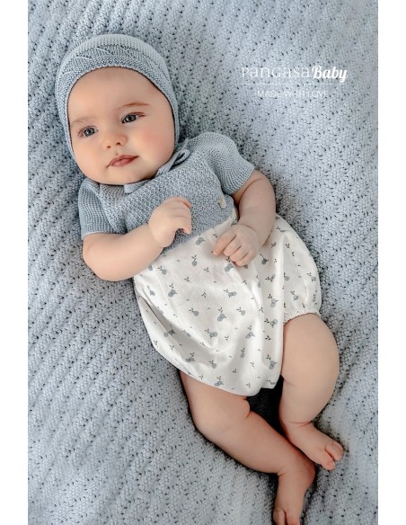 PELELE NIÑO "BERRY" DE PANGASA BABY, CELESTE EMPOLVADO. VERANO 22.