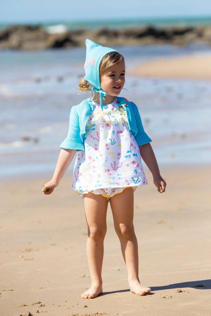 CHAQUETA BOLERO, PECES. KIDS CHOCOLATE.VERANO 22.