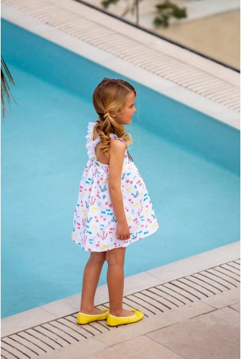 VESTIDO CON PUNTILLAS  PECES. KIDS CHOCOLATE.VERANO 22. 2