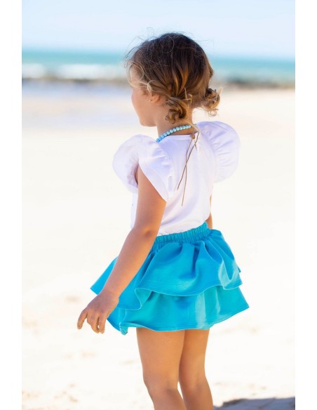 FALDA JOGGING TURQUESA, C. PECES. KIDS CHOCOLATE.VERANO 22.