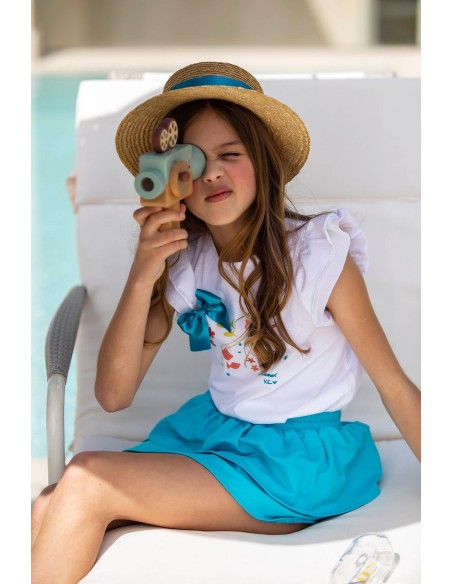 FALDA JOGGING TURQUESA, C. PECES. KIDS CHOCOLATE.VERANO 22.