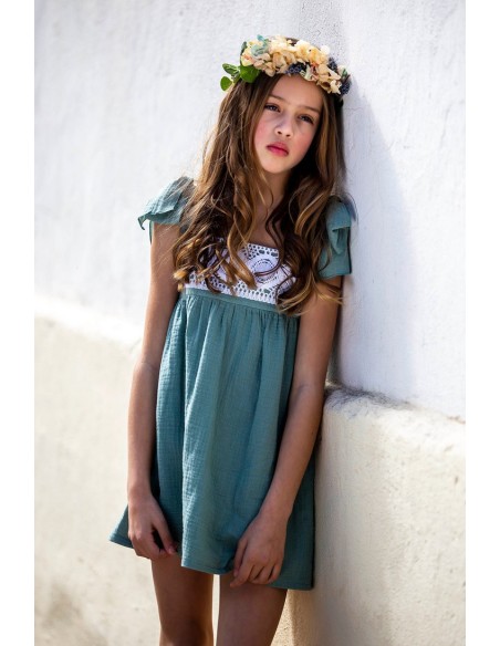 VESTIDO BÁMBULA GANCHILLO, TECKEL. KIDS CHOCOLATE.VERANO 22.