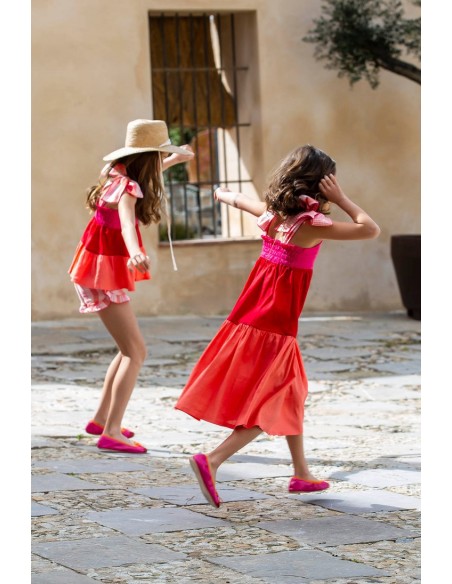 VESTIDO TRICOLOR MIDI. KIDS CHOCOLATE.VERANO 22.