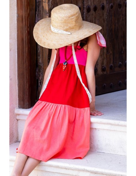 VESTIDO TRICOLOR MIDI. KIDS CHOCOLATE.VERANO 22.