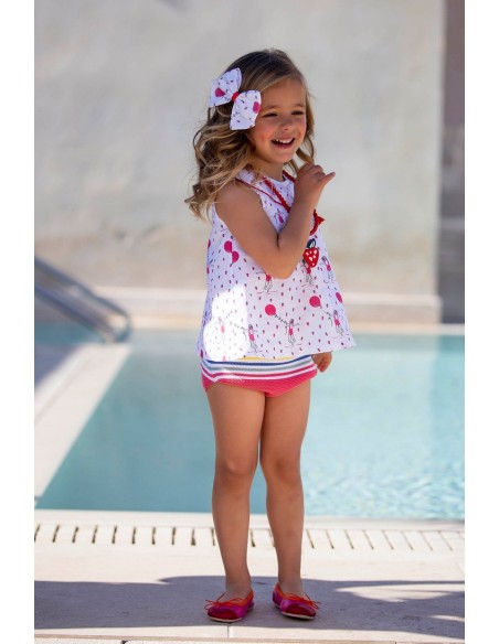 CONJUNTO BRAGA PUNTO MULTICOLOR GLOBOS. KIDS CHOCOLATE.VERANO 22.