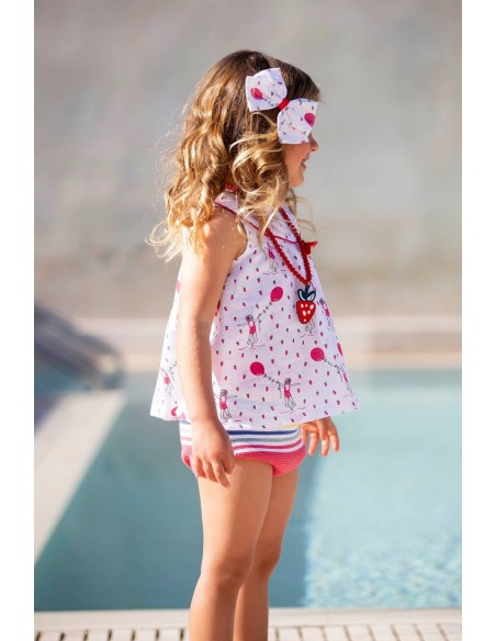 CONJUNTO BRAGA PUNTO MULTICOLOR GLOBOS. KIDS CHOCOLATE.VERANO 22.
