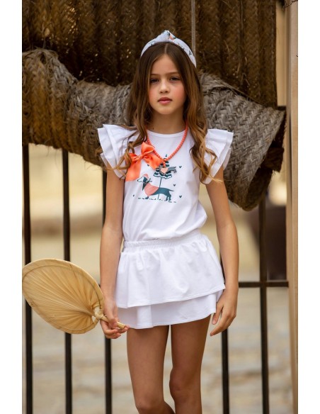 FALDA JOGGING BLANCA, C. TECKEL. KIDS CHOCOLATE.VERANO 22.