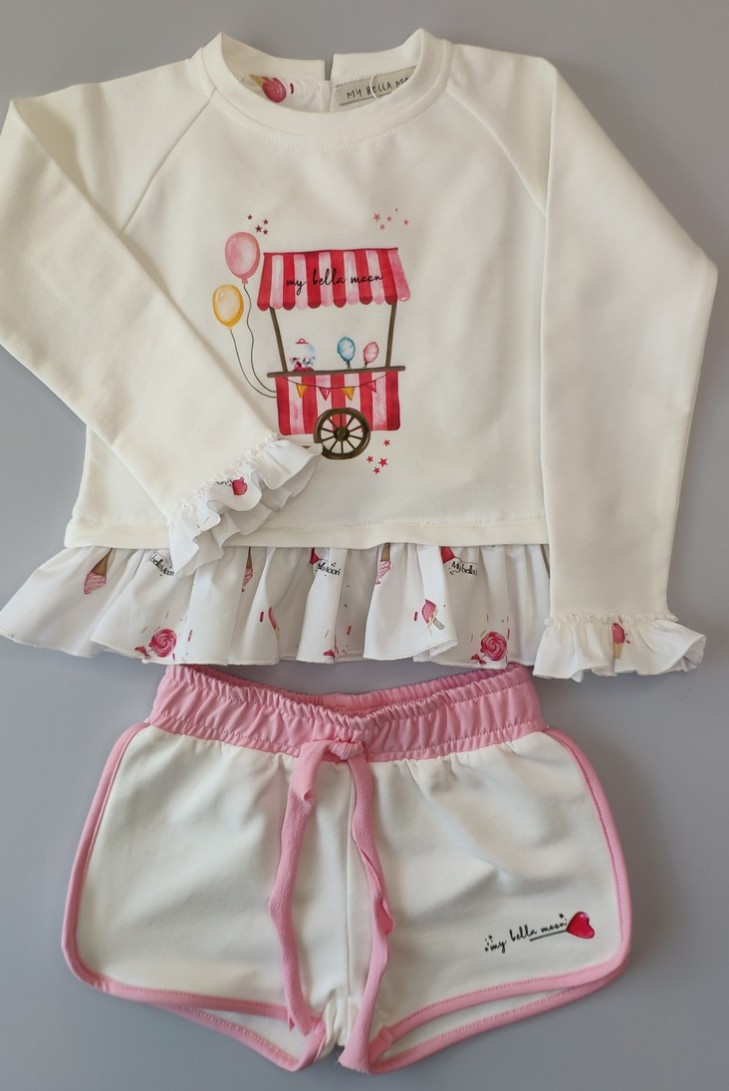 CONJUNTO NIÑA SUDADERA Y SHORT CANDY. VERANO 22.