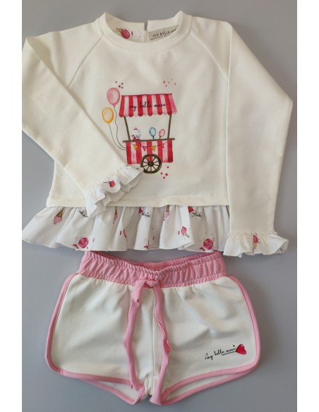 CONJUNTO NIÑA SUDADERA Y SHORT CANDY. VERANO 22.