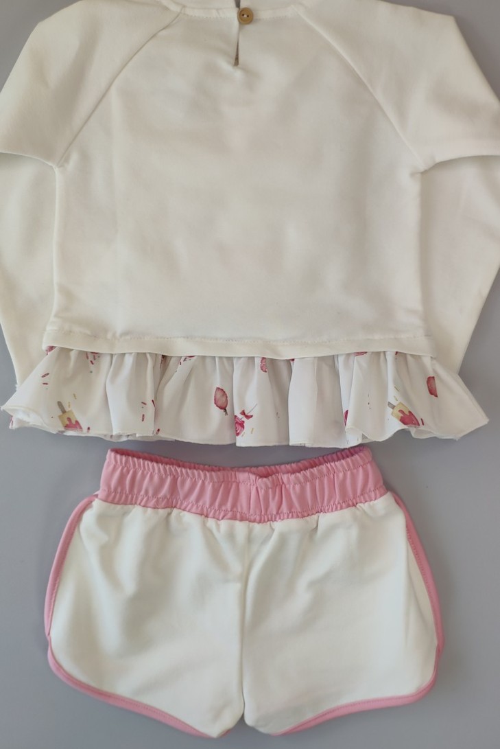CONJUNTO NIÑA SUDADERA Y SHORT CANDY. VERANO 22.