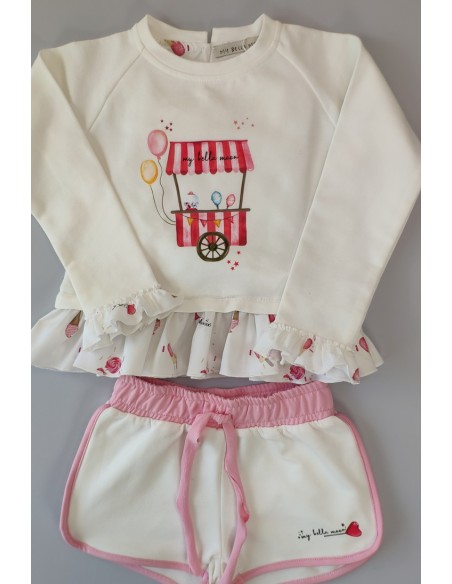 CONJUNTO NIÑA SUDADERA Y SHORT CANDY. VERANO 22.