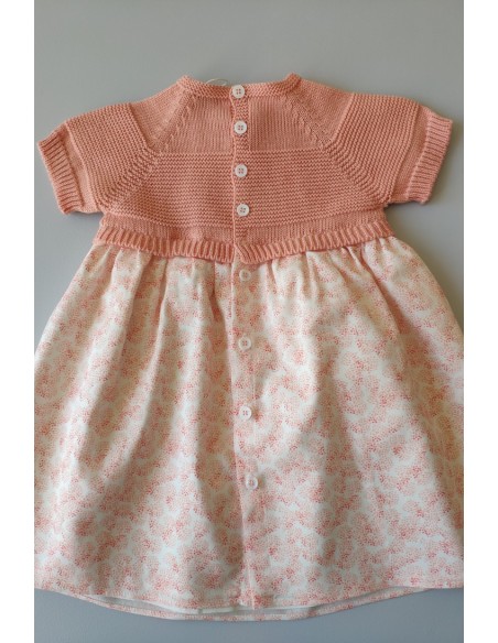 VESTIDO BEBÉ NIÑA ESTAMPADA COLOR SALMÓN OSCURO DE WEDOBLE.