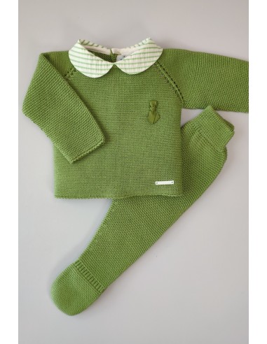 CONJUNTO PRIMERA PUESTA NIÑO "SWEET OLIVE" DE PANGASA BABY, VERDE OLIVA. VERANO 22.