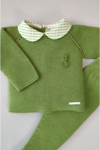 CONJUNTO PRIMERA PUESTA NIÑO "SWEET OLIVE" DE PANGASA BABY, VERDE OLIVA. VERANO 22. 2