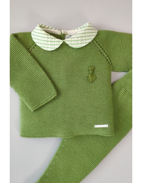 CONJUNTO PRIMERA PUESTA NIÑO "SWEET OLIVE" DE PANGASA BABY, VERDE OLIVA. VERANO 22.
