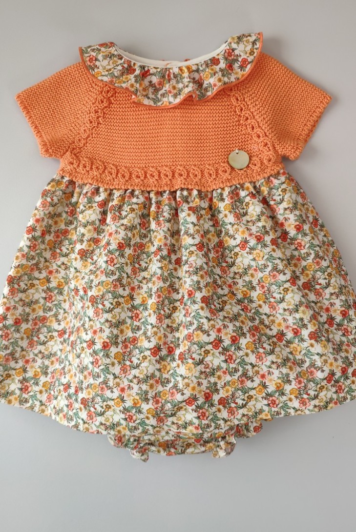VESTIDO CON BRAGUITA "PARIS" DE PANGASA BABY, NARANJA. VERANO 22.