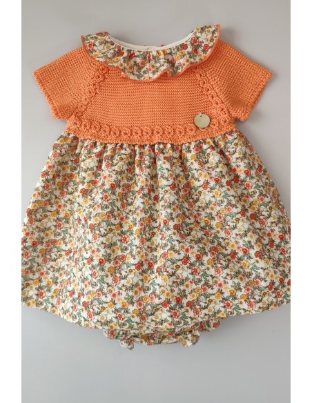 VESTIDO CON BRAGUITA "PARIS" DE PANGASA BABY, NARANJA. VERANO 22.