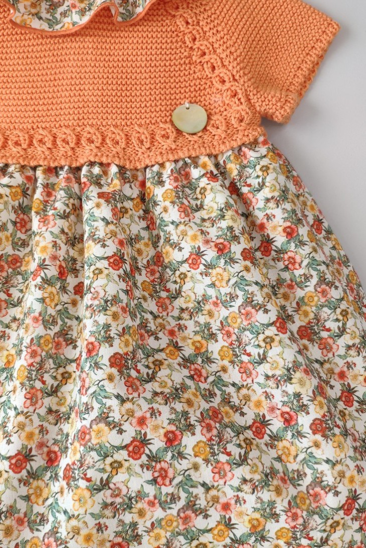 VESTIDO CON BRAGUITA "PARIS" DE PANGASA BABY, NARANJA. VERANO 22.