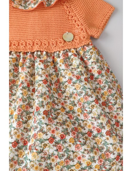 VESTIDO CON BRAGUITA "PARIS" DE PANGASA BABY, NARANJA. VERANO 22.