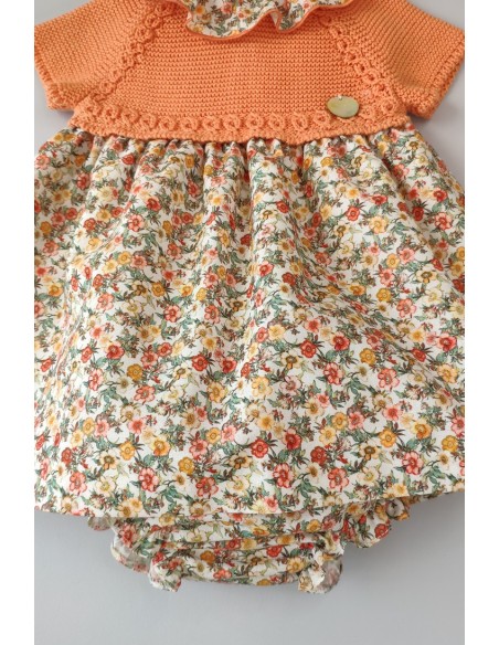 VESTIDO CON BRAGUITA "PARIS" DE PANGASA BABY, NARANJA. VERANO 22.
