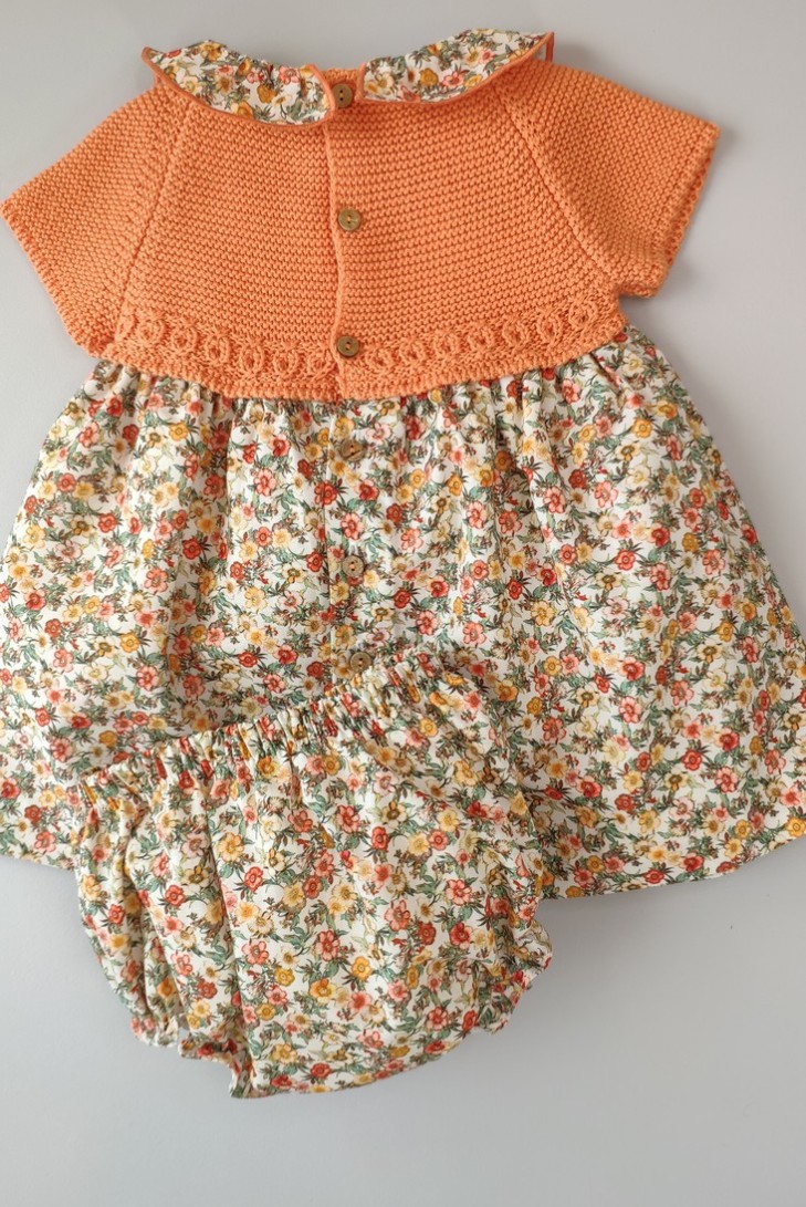 VESTIDO CON BRAGUITA "PARIS" DE PANGASA BABY, NARANJA. VERANO 22.